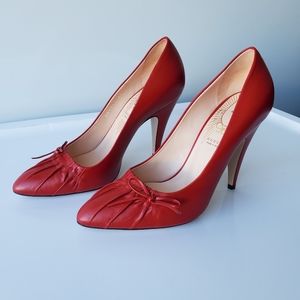 Gucci Hibbicus Red leather no.8 pumps
